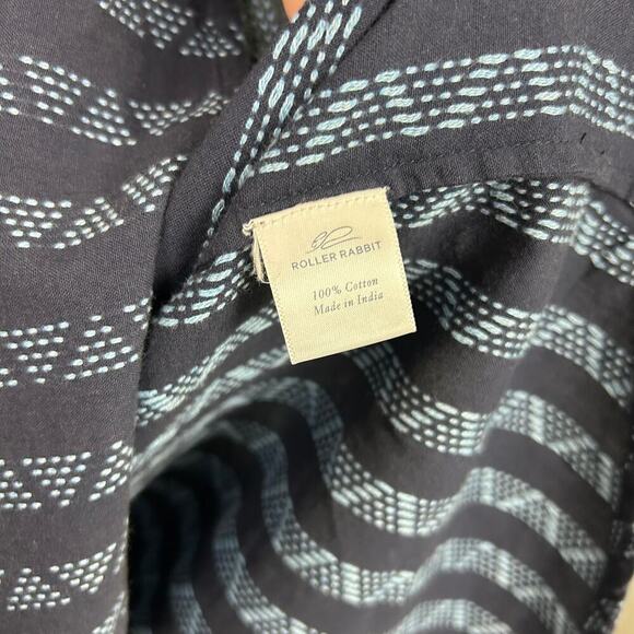 Roller Rabbit Erica Wilson Natori Blue Embroidered Boho Shift Tunic Dress Medium - Picture 7 of 7